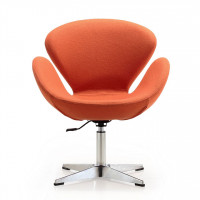 Manhattan Comfort AC038-OR Raspberry Orange and Polished Chrome Wool Blend Adjustable Swivel Chair